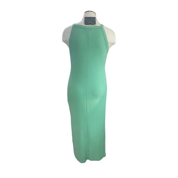 Fashion Nova Green Ribbed Midi Bodycon Dress Sleeveless, High Neck, Size Small - Picture 5 of 10
